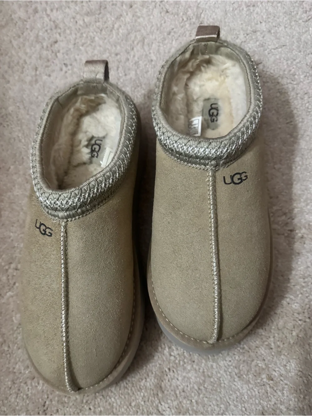 Women’s UGG Tazz Beige Suede Slip-On Clog Slippers size 42 (10.5)